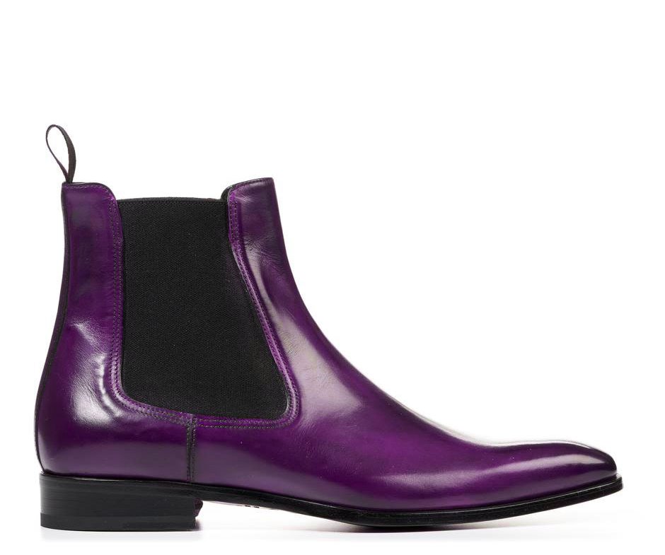 Stylish Handmade Men's Purple Leather Chelsea Boots, Men Ankle Boots